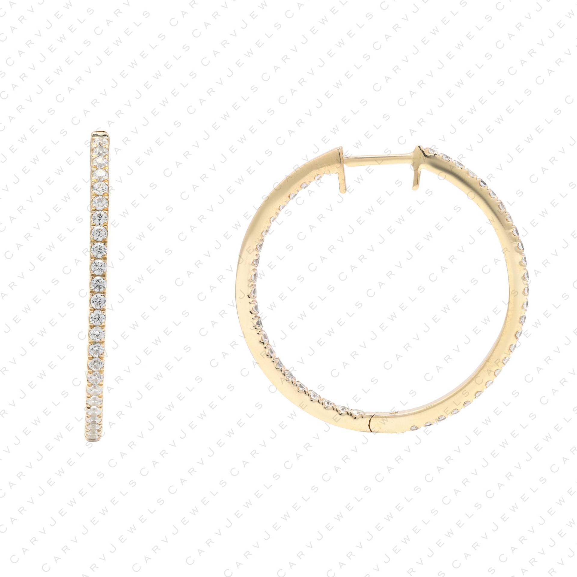 14K Massives Gold/30mm Diamant Hoop Ohrringe Huggies Massive Huggie Medium 14K Massives Gold/30mm Diamant Hoop Ohrringe Huggies Massive Huggie Medium von carvjewels