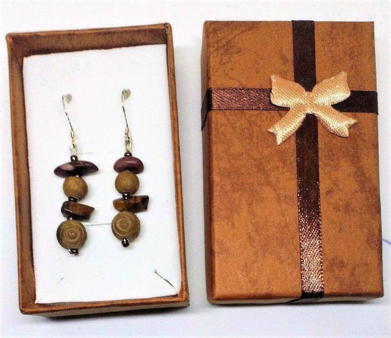 Holz Ohrringe +Achat Gem Gesegnet Mit John Of God Casakristall +Tigerauge Holz Ohrringe +Achat Gem Gesegnet Mit John Of God Casakristall +Tigerauge von casacrystalz