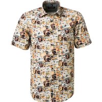 CasaModa Herren Kurzarmhemd gelb gemustert von casamoda