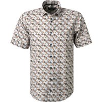 CasaModa Herren Kurzarmhemd orange geblümt von casamoda