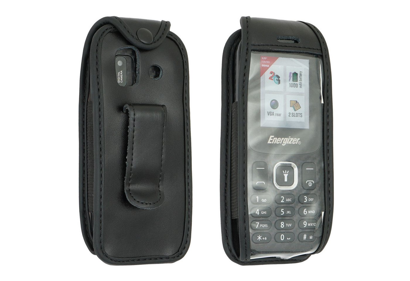 caseroxx Handytasche caseroxx Handytasche mit Gürtelclip für Energizer E13, schwarz (Einzelartikel, 1-tlg., Ledertasche mit Gürtelclip) von caseroxx