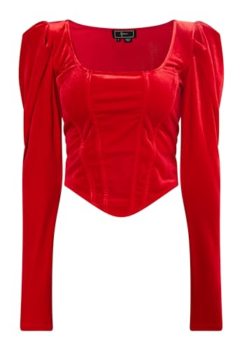 caspio Damen Bluse 19129190-CA06, ROT, L von caspio