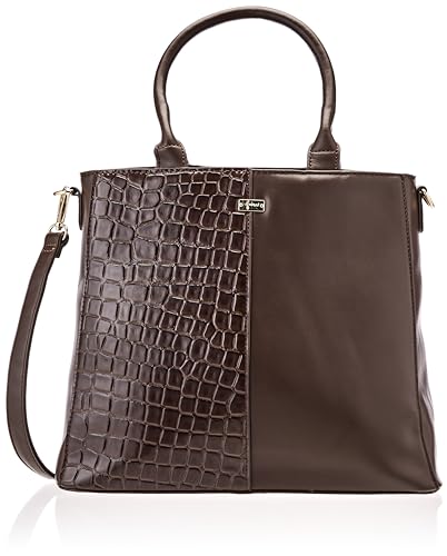 caspio Women's Henkeltasche mit Reptil-Prägung Damen Shopper, BRAUN von caspio