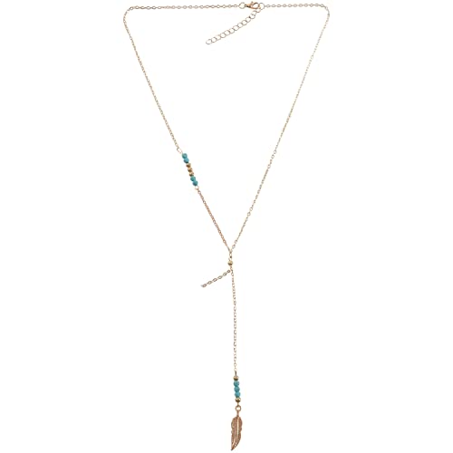 casstaly Boho-Perlenkette und Fransenanhänger, modisch, einfach, für Damen (Größe: 46 cm, Farbe: Gold) von casstaly