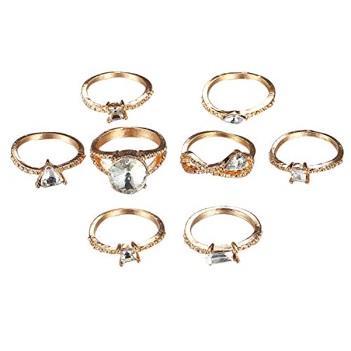 casstaly Vintage-Ringe, Fantasie-Set, Bohème, stapelbar, Legierung, geometrisch, kubisch, Gelenkringe, Set für Frauen, fein, 8-teiliges Set casstaly Vintage-Ringe, Fantasie-Set, Bohème, stapelbar, Legierung, geometrisch, kubisch, Gelenkringe, Set für Frauen, fein, 8-teiliges Set von casstaly