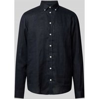 Casual Friday Leinenhemd mit Button-Down-Kragen in Black, Größe XXL von casual friday