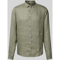 Casual Friday Leinenhemd mit Button-Down-Kragen in Oliv, Größe XL von casual friday