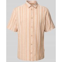 Casual Friday Regular Fit Leinenhemd mit 1/2-Arm Modell 'LINCON' in Orange, Größe XL von casual friday