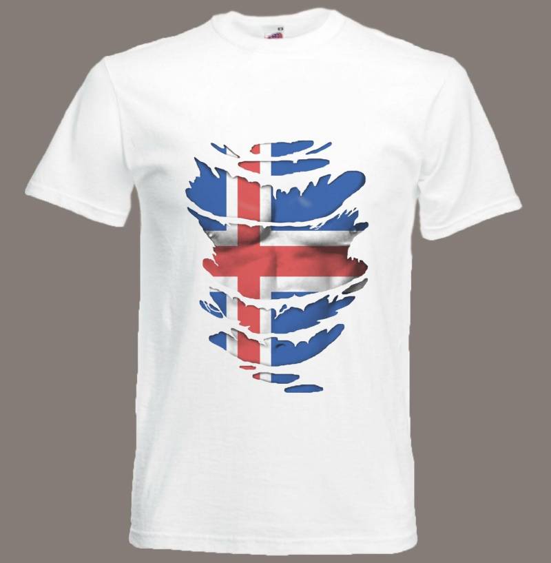 Iceland Flag T-Shirt Sehen Muskeln Durch Zerrissene Island in Allen Größen von catbatart