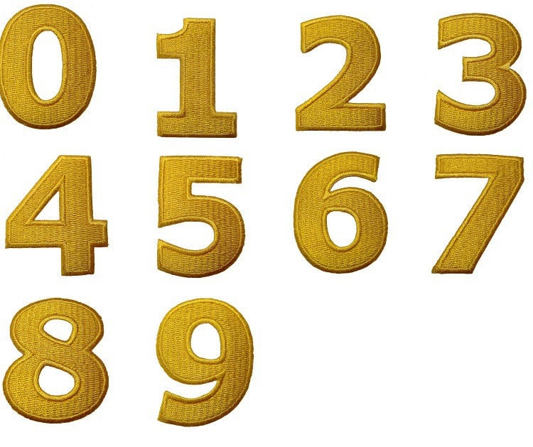 Aufnäher/Aufbügler - Zahl/Ziffer Gelb Alle Zahlen Einzeln Auswählbar | Zahl/Ziffer Zahl 3 4.9x3.7cm von catchthepatch