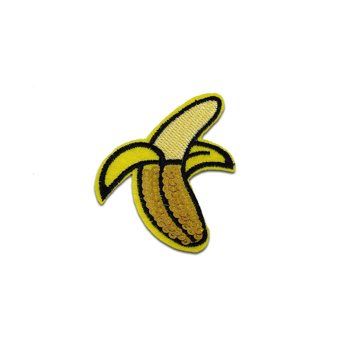 Aufnäher/Bügelbild - Banane Obst Frucht Mit Pailletten Gelb 5, 7x4, 8cm Patch Aufnäher/Bügelbild - Banane Obst Frucht Mit Pailletten Gelb 5, 7x4, 8cm Patch von catchthepatch