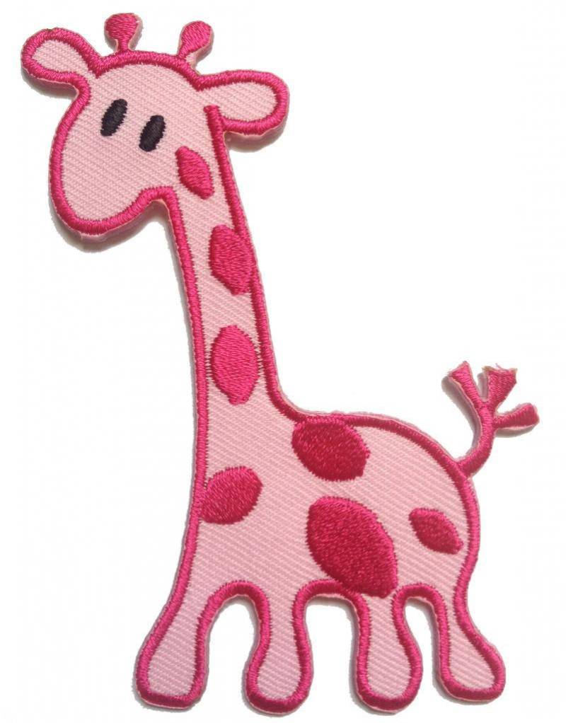 Aufnäher/Bügelbild - Giraffe Tier Kinder Pink 5.7 X 9.3 cm Patch Aufbügler Applikationen Zum Aufbügeln Applikation Patches Flicken von catchthepatch