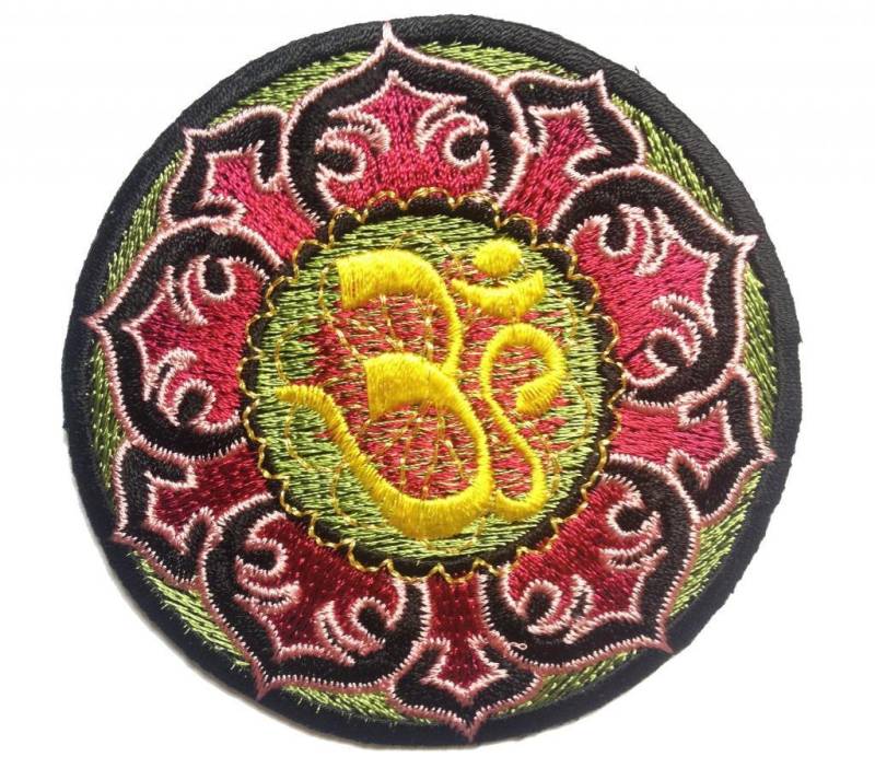 Aufnäher/Bügelbild - Lotus Om Symbol Spirituell Hindu Meditation Bunt Ø8, 4 cm Patch Aufbügler Applikationen Zum Aufbügeln von catchthepatch
