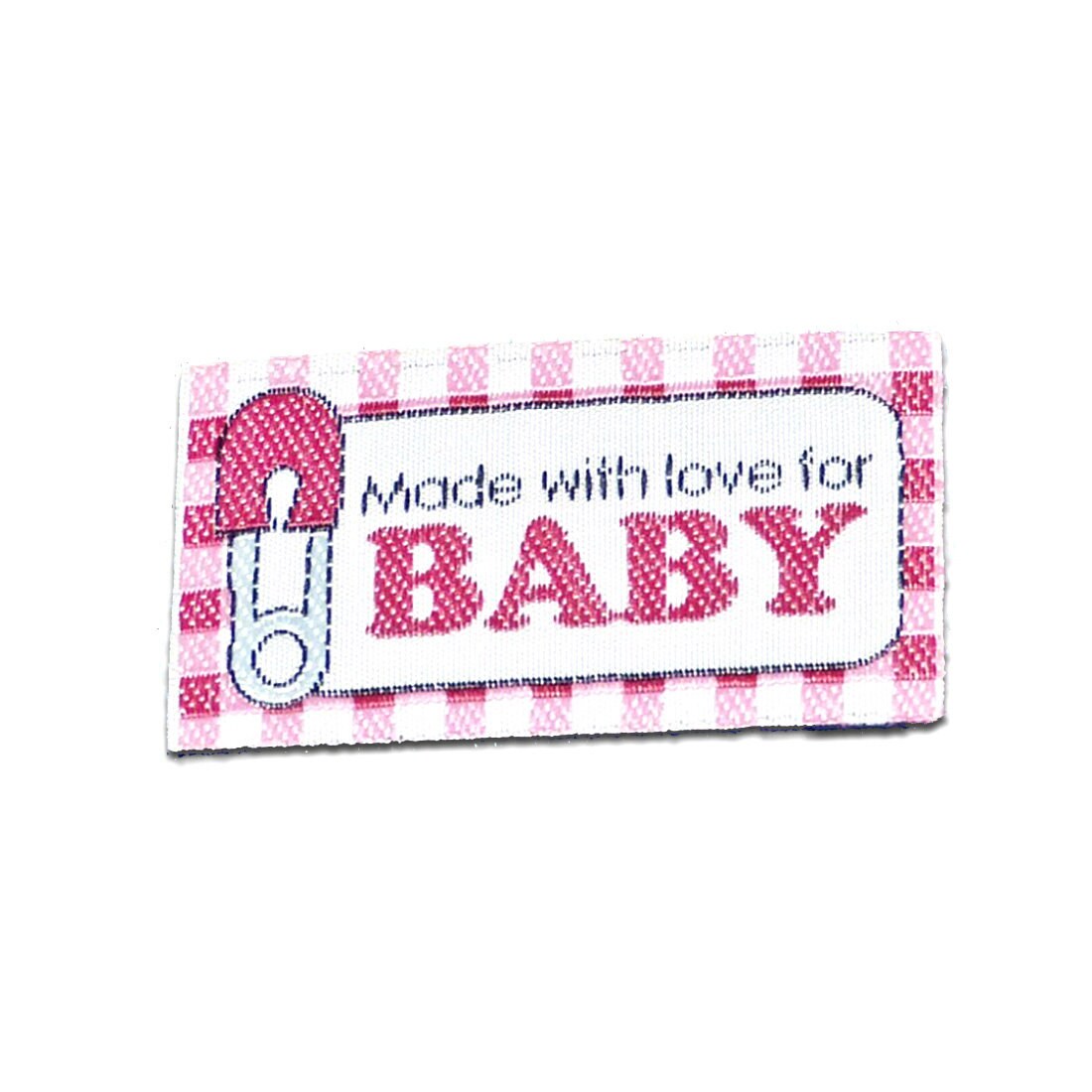 Aufnäher/Bügelbild - Made With Love For Baby Rosa Weiss 4, 8x2, 6cm Patch Aufnäher/Bügelbild - Made With Love For Baby Rosa Weiss 4, 8x2, 6cm Patch von catchthepatch