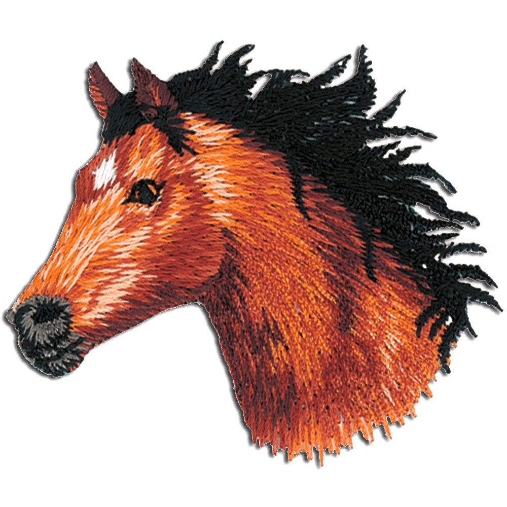 Aufnäher/Bügelbild - Pferd Kopf Tier Braun 5, 6x5, 5cm Patches Aufbügeln von catchthepatch
