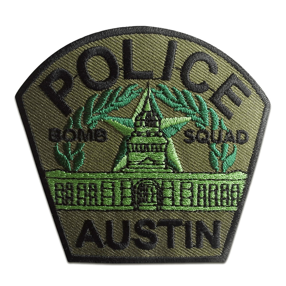 Aufnäher/Bügelbild Police Austin Polizei Logo Grün 8, 2x7, 4cm Patch Aufbügler von catchthepatch