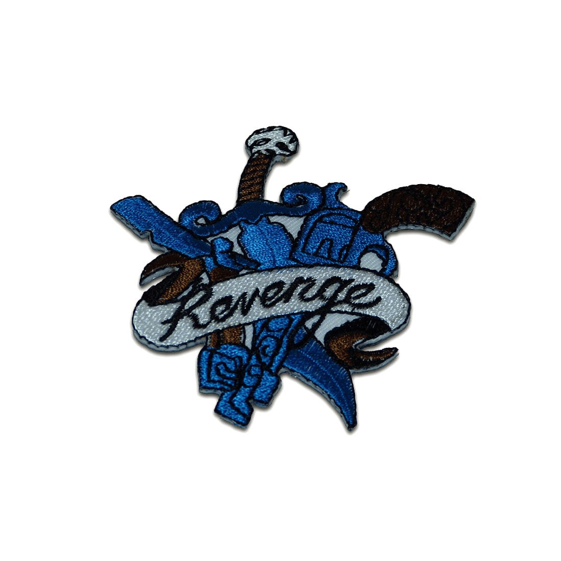 Aufnäher/Bügelbild - Revenge Waffen Revolver Schwert Blau 7, 1x6, 8cm Patch Aufnäher/Bügelbild - Revenge Waffen Revolver Schwert Blau 7, 1x6, 8cm Patch von catchthepatch