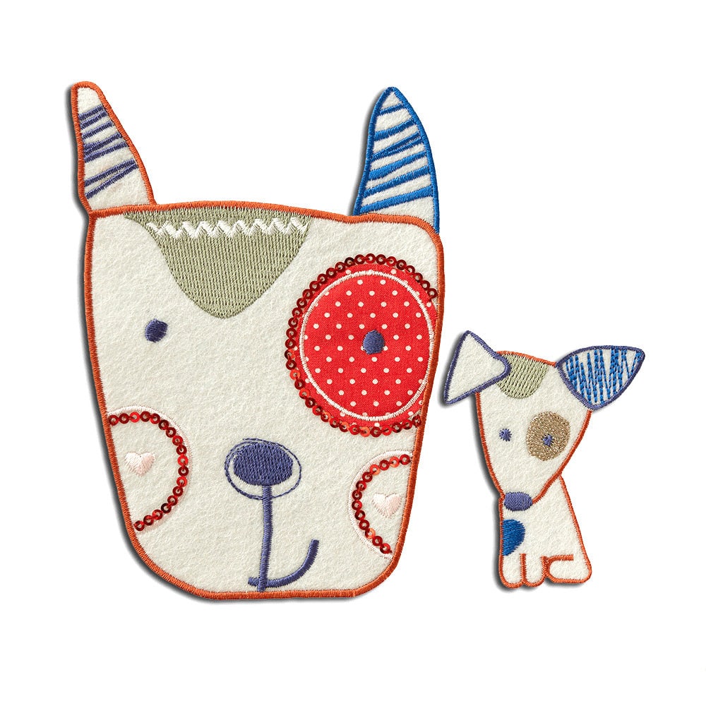 Aufnäher/Bügelbild - Set Hund Bunt Verschiedene Größen Patches Aufbügeln von catchthepatch
