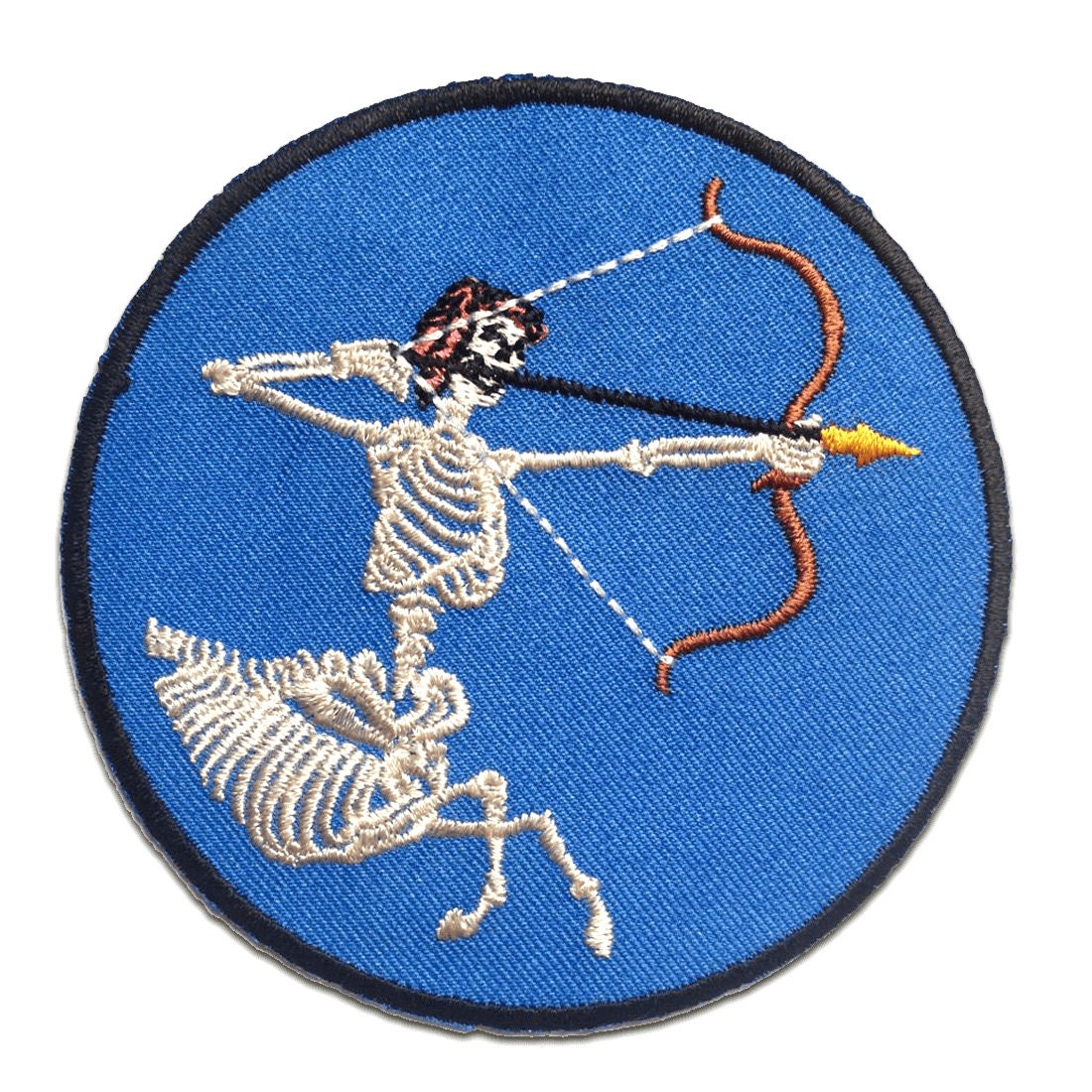 Aufnäher/Bügelbild - Skelett Mit Bogen Blau Ø8.7 cm -Applikationen Patches Aufnäher/Bügelbild - Skelett Mit Bogen Blau Ø8.7 cm -Applikationen Patches von catchthepatch
