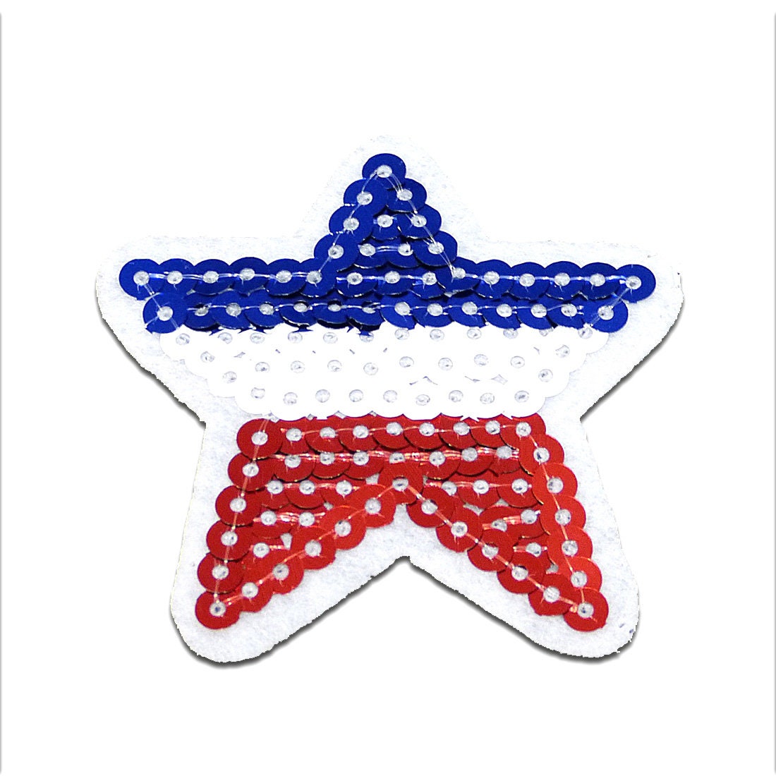 Aufnäher/Bügelbild - Stern Mit Pailletten Rot/Blau 5, 8x6cm Patch von catchthepatch