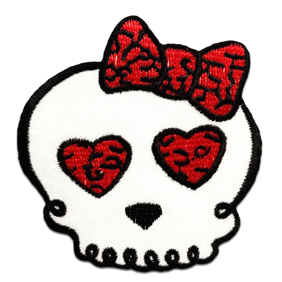 Aufnäher/Bügelbild - Totenkopf Emo Girly Weiß 7, 5 X cm Patch Flicken von catchthepatch