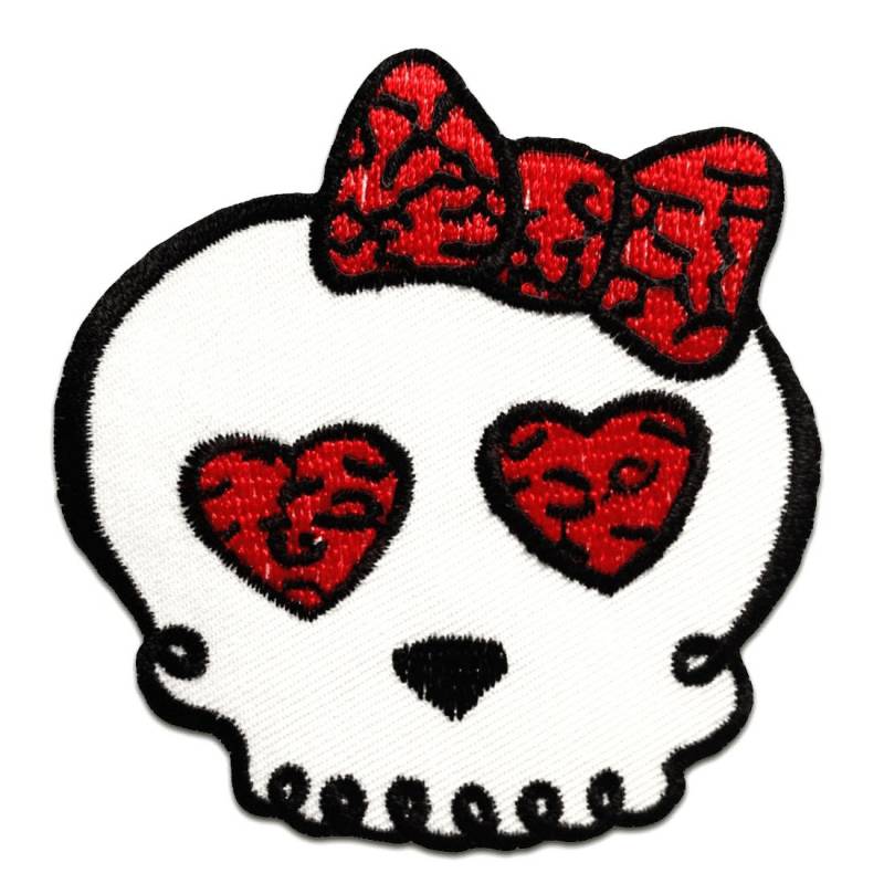 Aufnäher/Bügelbild - Totenkopf Emo Girly Weiß 7, 5 X cm Patch Flicken von catchthepatch