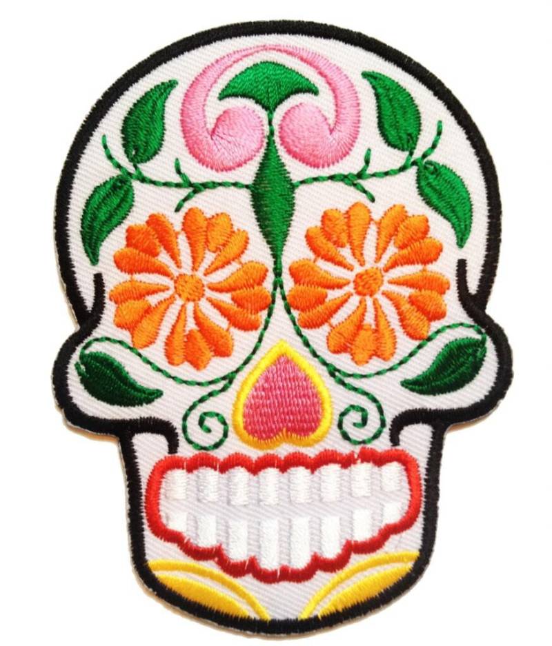 Aufnäher/Bügelbild - Totenkopf Skelett Weiß 7.1 X 9.4 cm Patch Aufbügler Applikationen Zum Aufbügeln Applikation Patches Flicken von catchthepatch