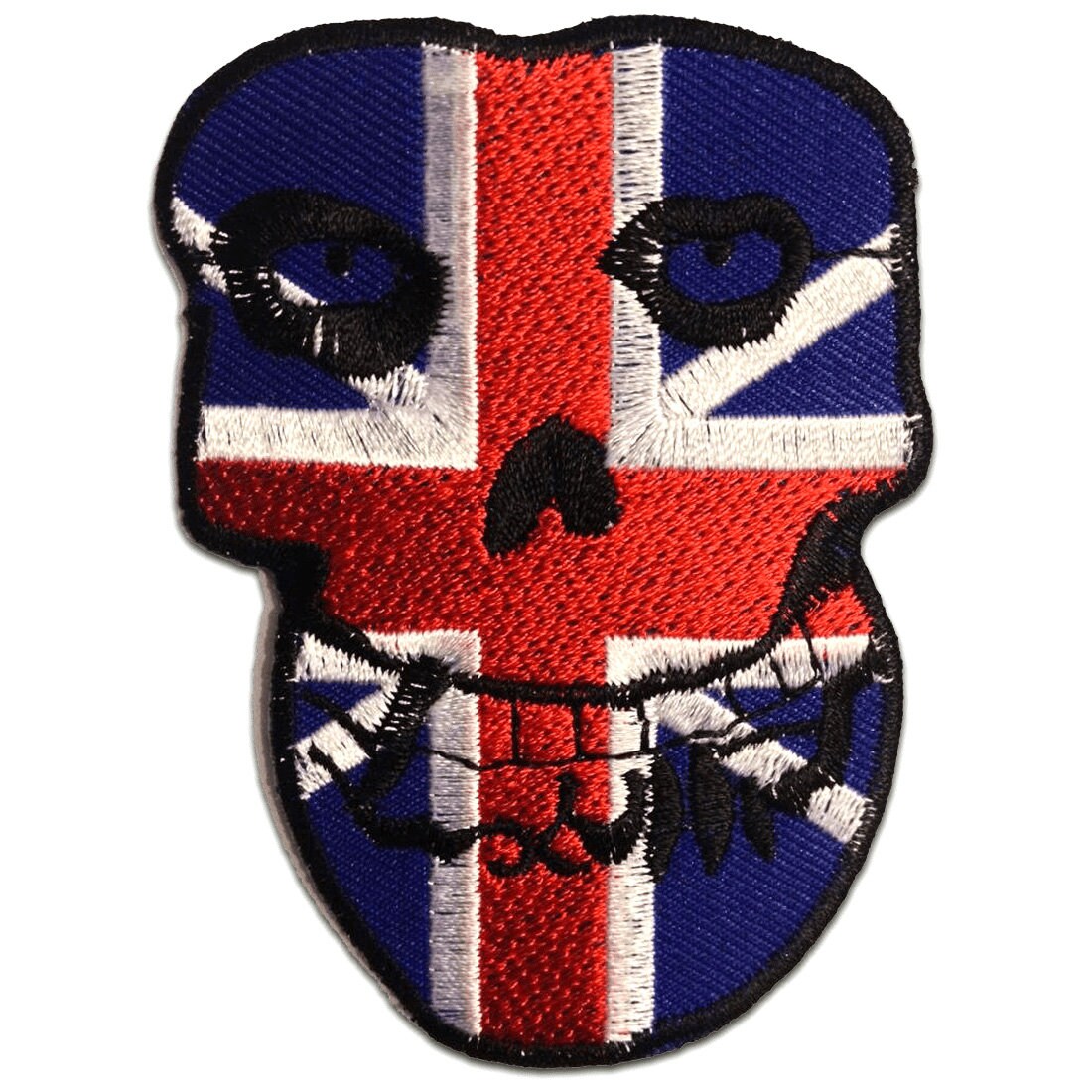 Aufnäher/Bügelbild - Uk Totenkopf Biker Skelett Rot/Blau 6.5 X 8.5 cm von catchthepatch