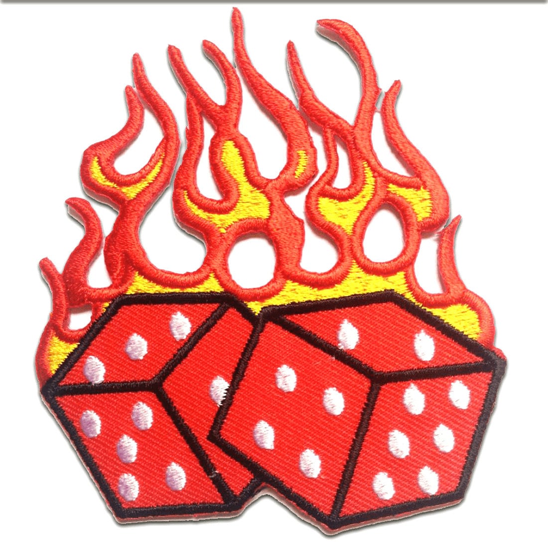 Aufnäher/Bügelbild - Würfel Mit Flammen Rot 7.5 X 8.7 cm Patch Aufbügeln Aufnäher/Bügelbild - Würfel Mit Flammen Rot 7.5 X 8.7 cm Patch Aufbügeln von catchthepatch