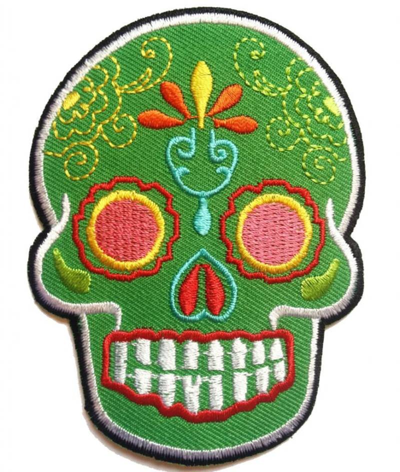 Aufnäher /Bügelbild - Totenkopf Modern Skelett Grün 7 X 9.3 cm Patch Aufbügler Applikationen Zum Aufbügeln Applikation Patches Flicken von catchthepatch