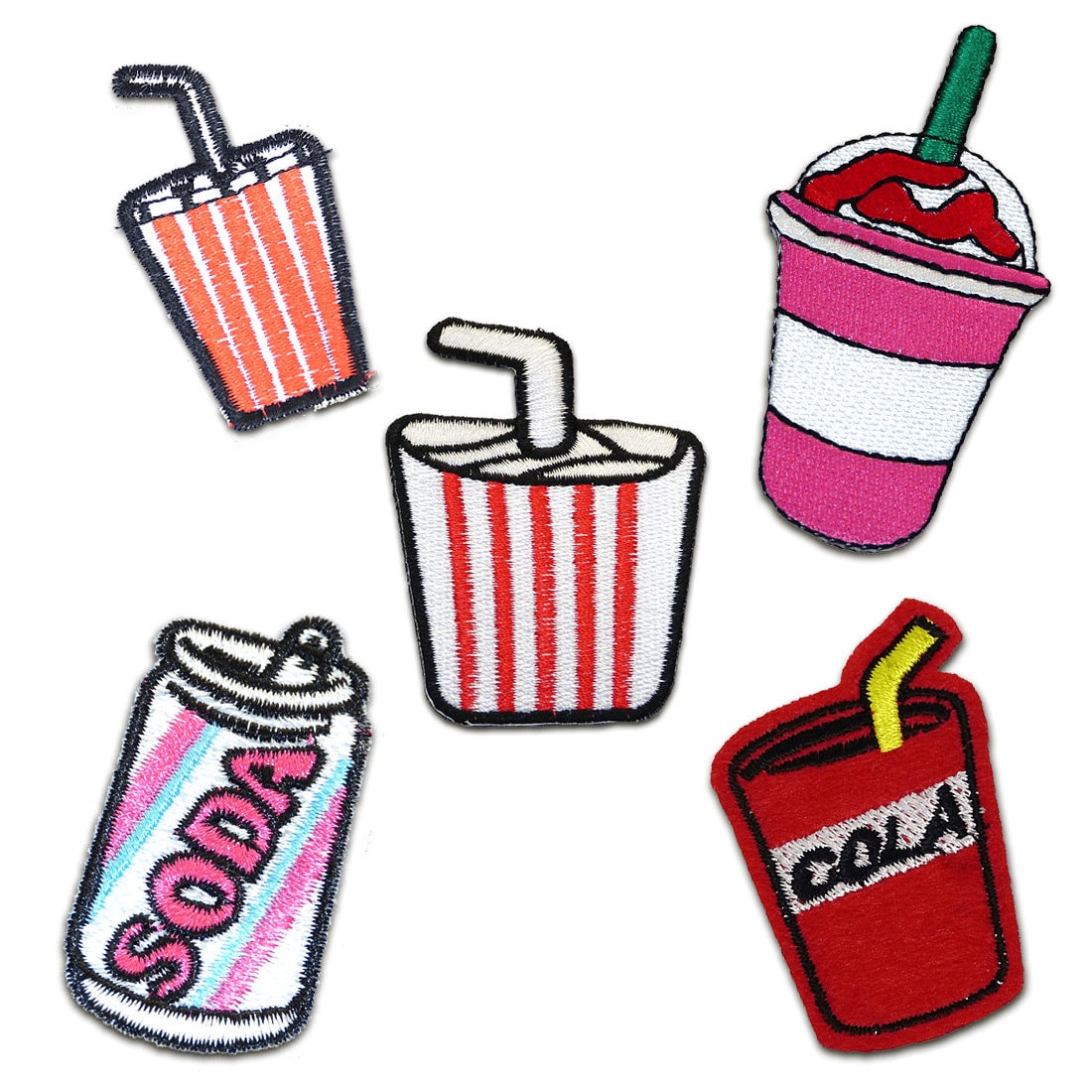 Aufnäher Für Erwachsene - Getränke Set 5 Stück Cola Soda Bügelbild, Aufbügler von catchthepatch