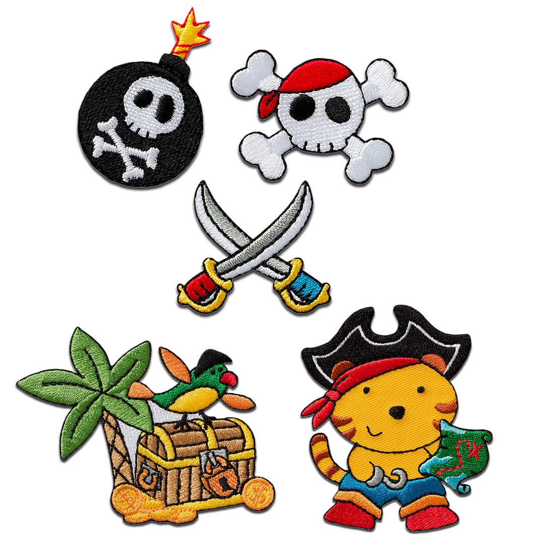 Aufnäher Für Kinder - Piraten Schatztruhe Set 5 Stück Bügelbild, Aufbügler von catchthepatch