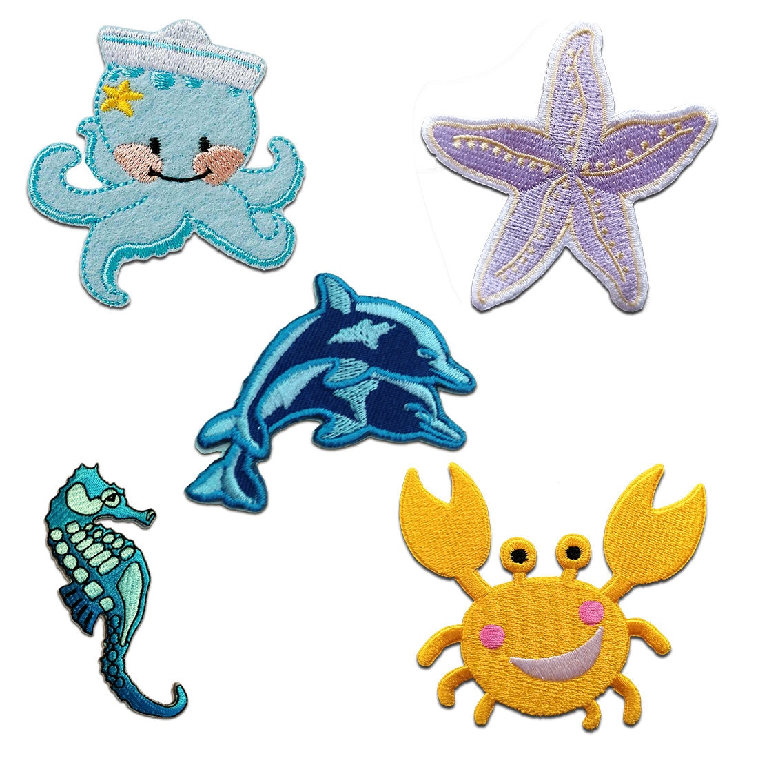 Aufnäher Für Kinder - Strand Meerestiere Set 5 Stück Bügelbild, Aufbügler von catchthepatch