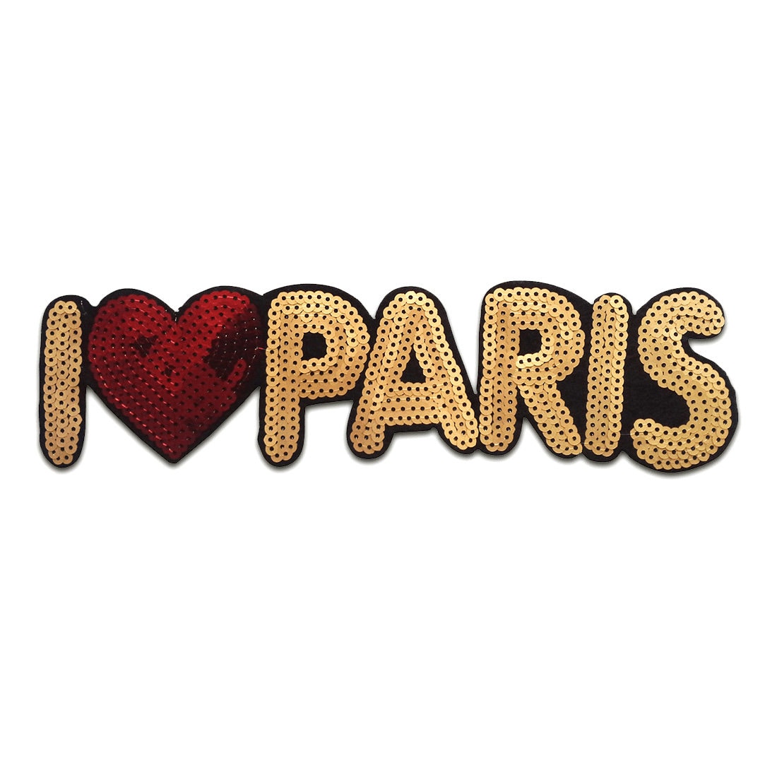 Aufnäher - Xl I Love Paris Pailletten Gold/Rot 25, 5X6, 5 Patch von catchthepatch