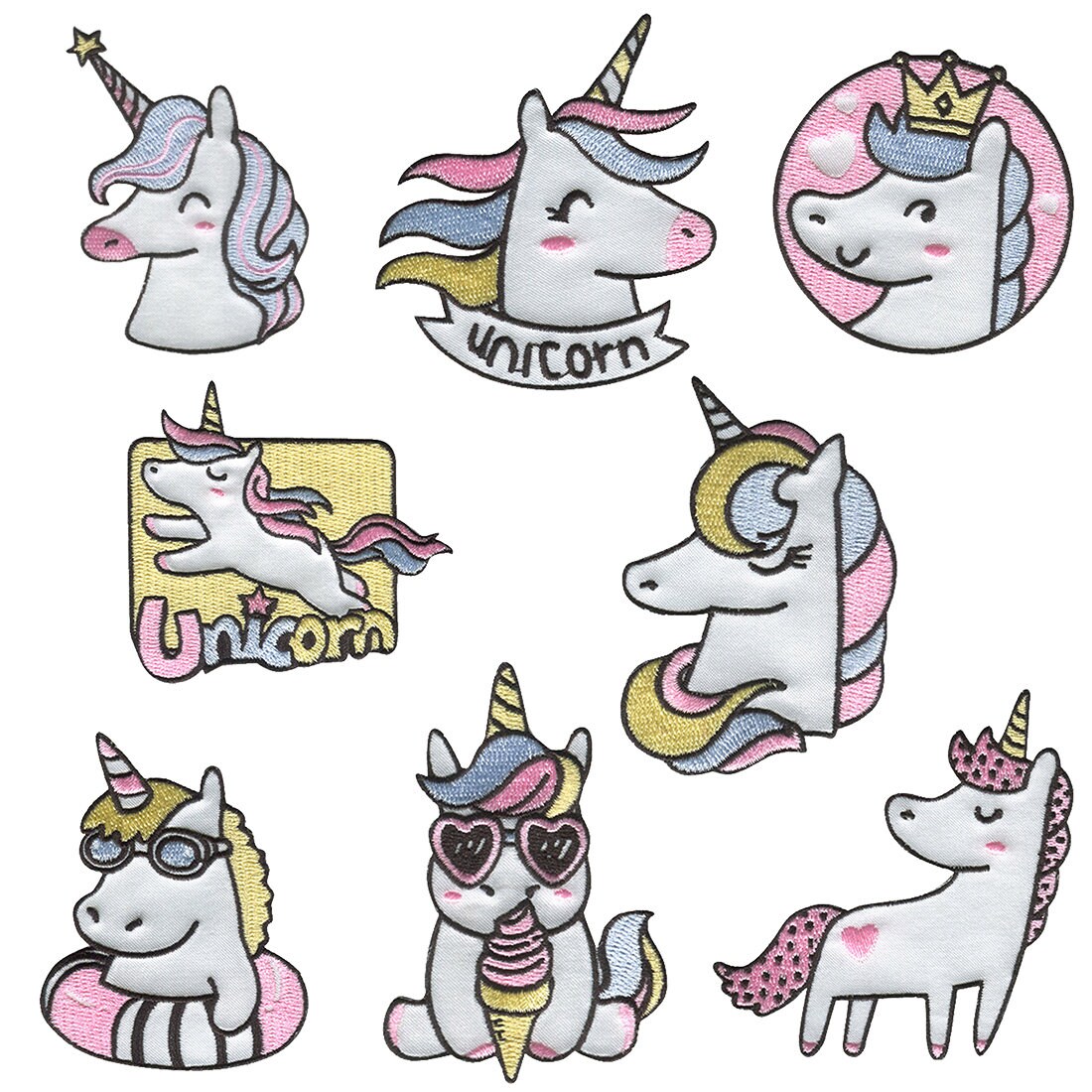 Einhorn Set B 8 Stück - Aufnäher, Bügelbild, Aufbügler, Applikationen von catchthepatch