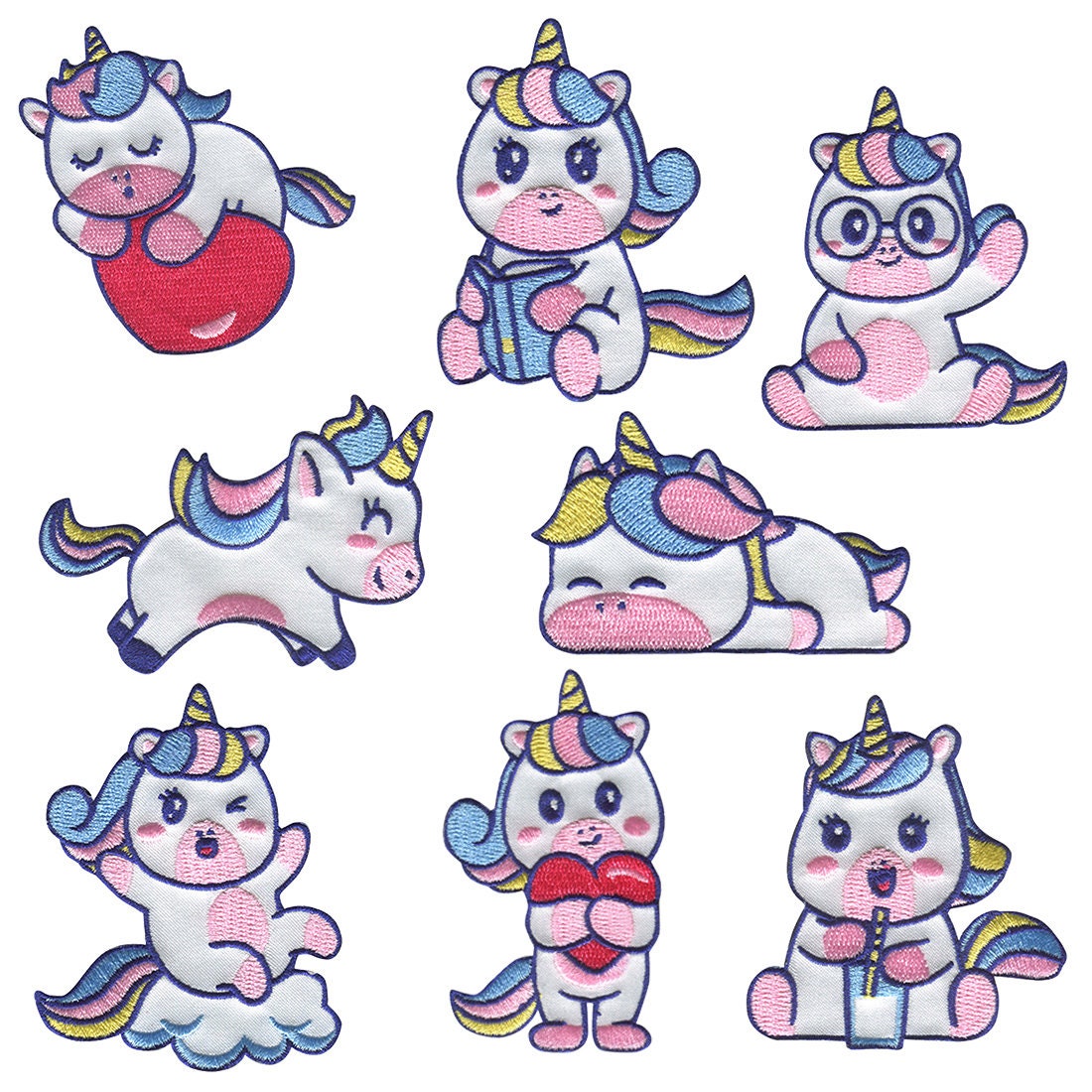Einhorn Set Baby C 8 Stück - Aufnäher, Bügelbild, Aufbügler, Applikationen von catchthepatch