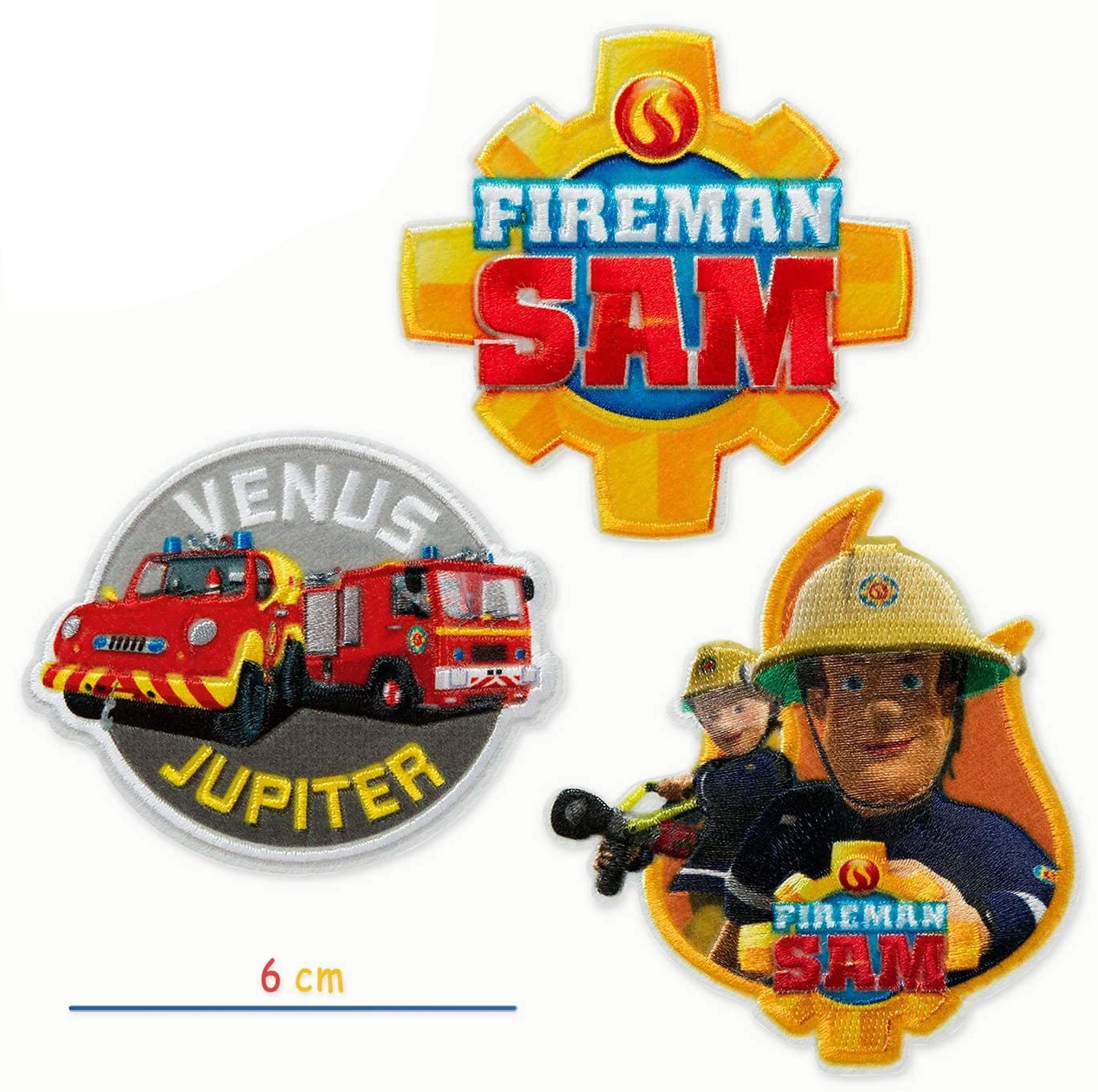 Feuerwehrmann Sam © Set 3 Stück Feuer - Aufnäher, Bügelbild, Patch, Flicken von catchthepatch