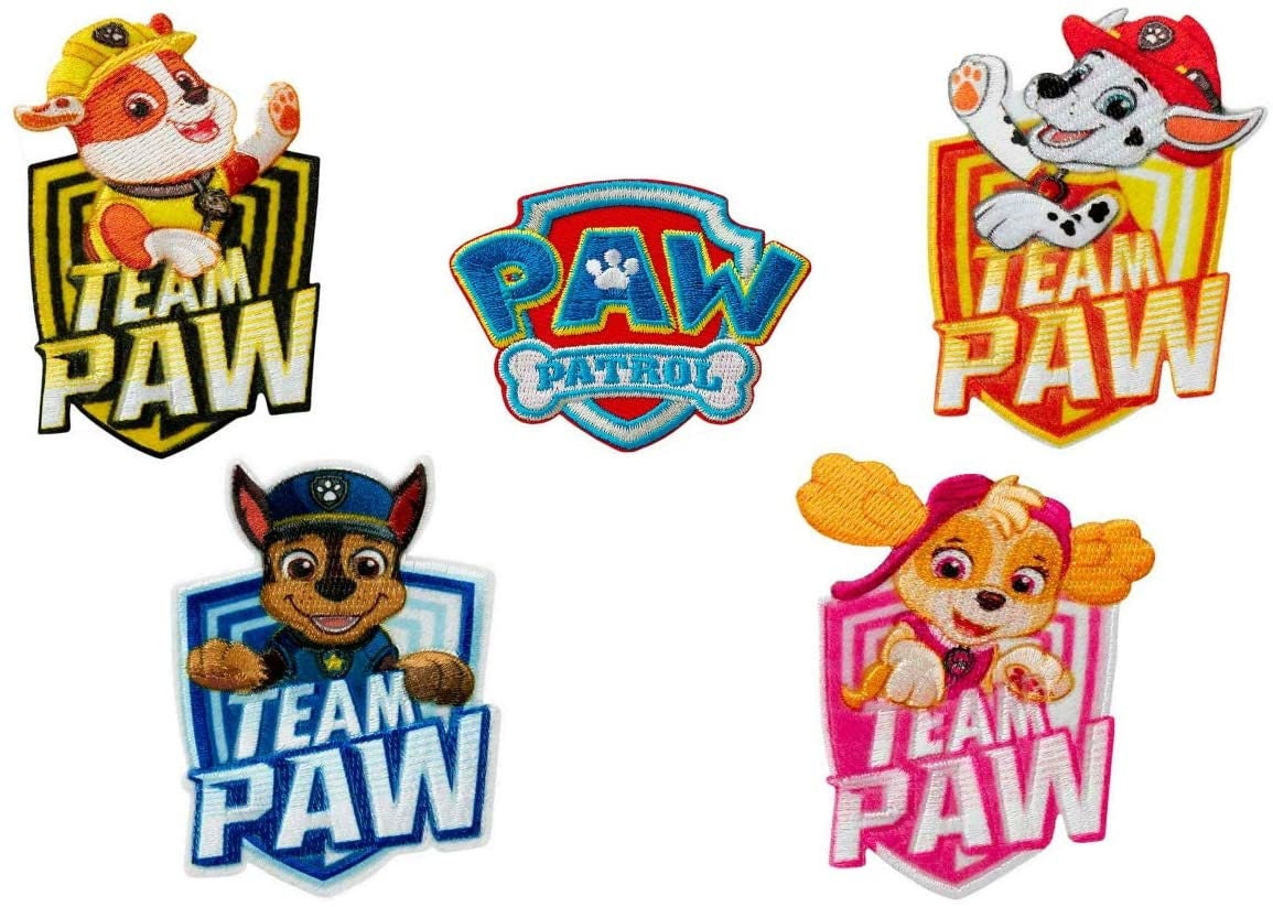 Paw Patrol © Set 5 Stück Team Chase Marshall Skye - Aufnäher, Bügelbild von catchthepatch