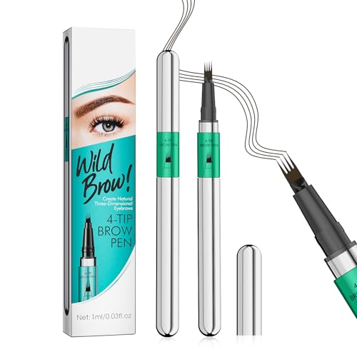 Augenbrauenstift,Bürstenkopf mit vier Krallen Microblading Augenbrauenstift, Wischfeste und langan haltende natürliche Augenbrauen (Hellbraun) von catlinez