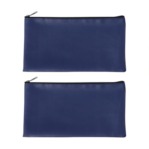 2 x Geldbeutel aus PU-Leder, wasserdicht, mit Reißverschluss, für Bankpfandungen, Rechnungen, Quittungen, Geldbeutel, Geldhalter, Kosmetik-Organizer-Taschen, Marineblau, 28 x 15.5 cm von ccHuDE