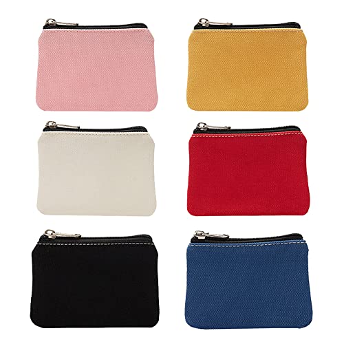 ccHuDE 6 Stück Kleine Leinwand Reißverschluss Taschen Tragbare Münze Geldbörse Lippenstift Aufbewahrungstasche Mini Reise Kosmetiktasche Mehrfarbig von ccHuDE