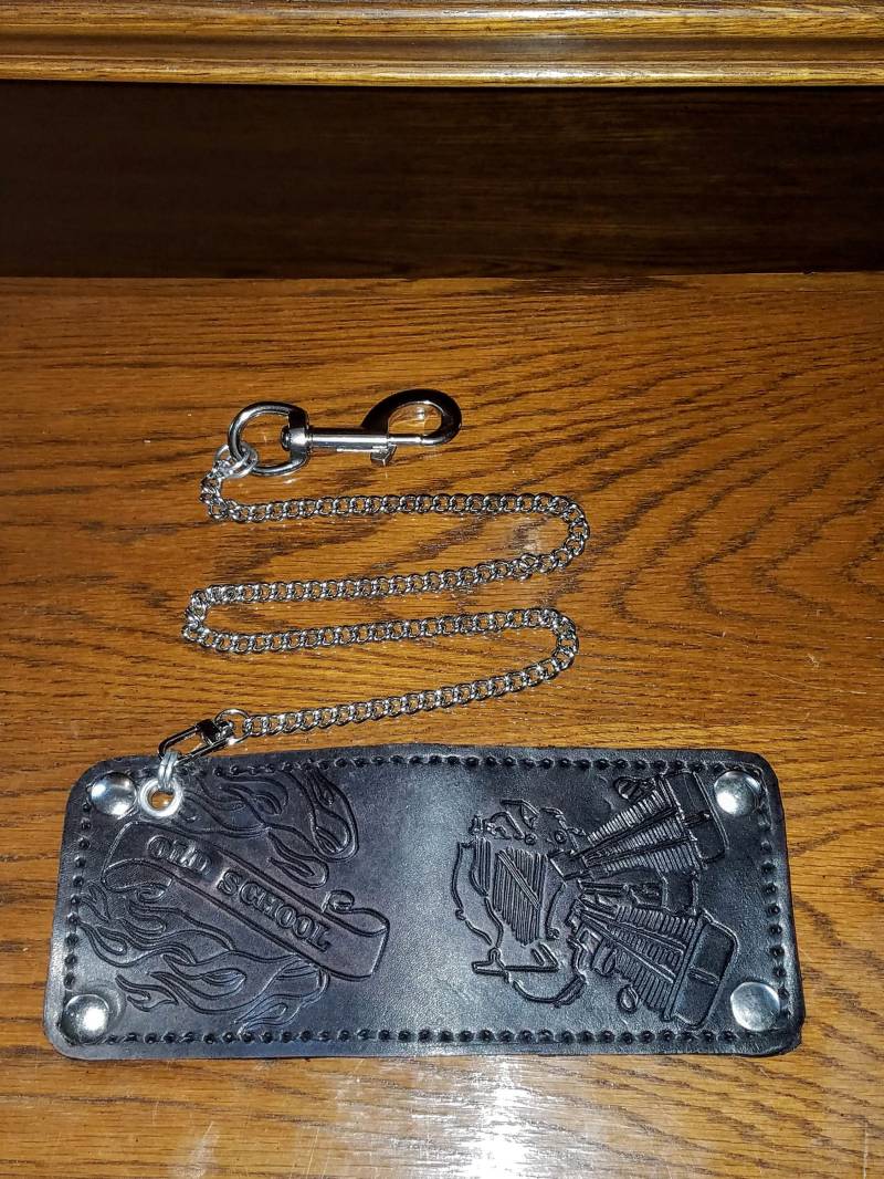 Panhead V-Twin Biker Geldbörse Lederkette Bifold von cccustomleatherworks