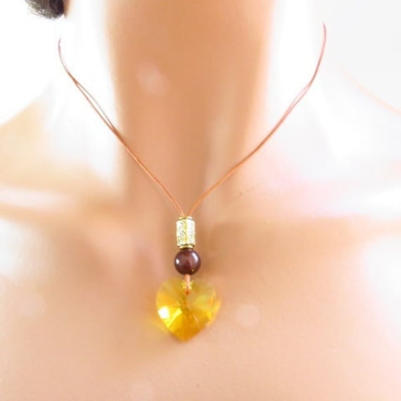 Gelbe Kristall-Herz-Halskette Ref. 16270 von cciliacreativbijoux