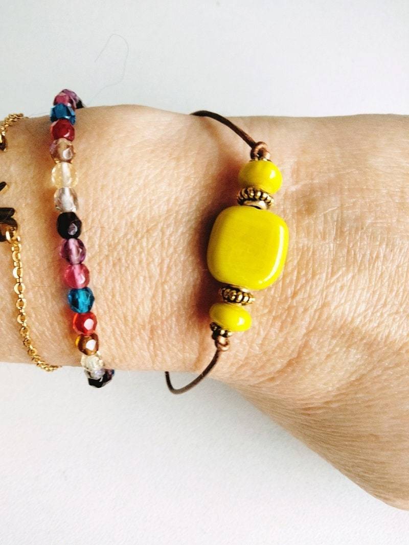 Gelbes Perlenarmband Ref. 17702 von cciliacreativbijoux