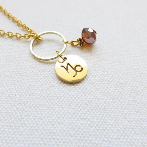 Halskette Mit Sternzeichen Steinbock Und Rauchquarz Ref. 18779 von cciliacreativbijoux