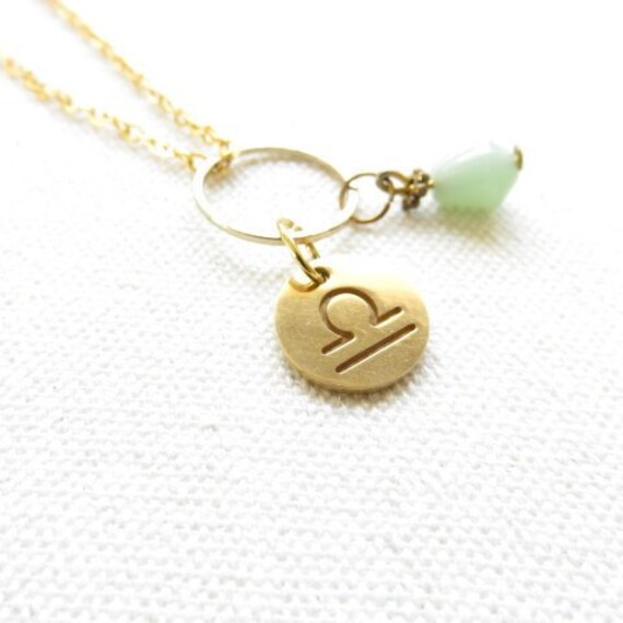 Halskette Mit Sternzeichen Waage Und Jade, Ref. 18784 von cciliacreativbijoux