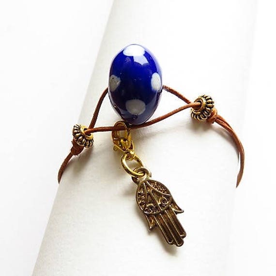 Lederarmband Mit Fatma-Hand Ref.17617 von cciliacreativbijoux