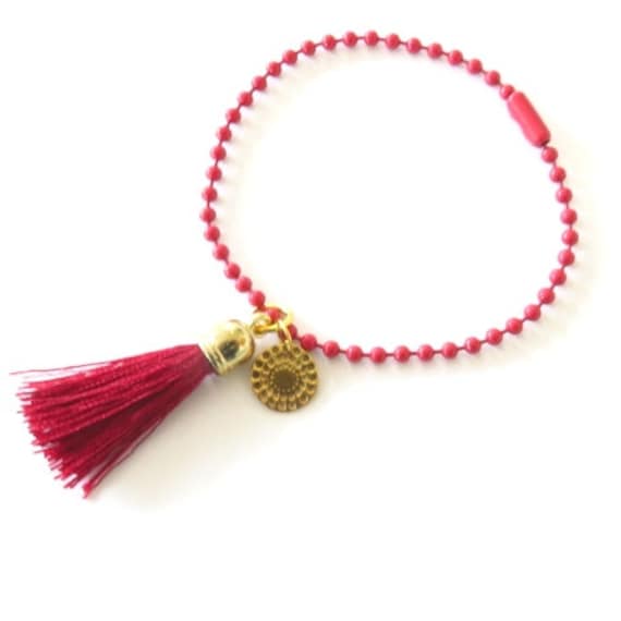 Rotes Pompon-Armband Ref. 19046 von cciliacreativbijoux