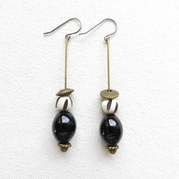 Schwarze Perlenohrringe Ref. 18804 von cciliacreativbijoux