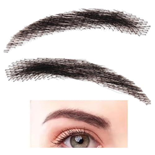 Echthaar Augenbrauen Set, Realistische Gefälschte Augenbrauen, Natürlich aussehende Augenbrauen, Wiederverwendbare Menschenhaar Falsche Augenbrauen für Männer und Frauen, Urlaub Make-up oder Alltag (1 von ccuzs